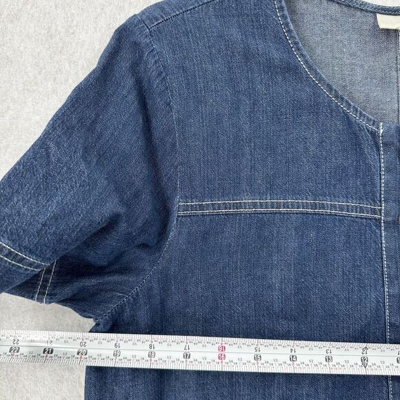J Jill Denim Shift‎ Shirt Dress Womens SMALL Blue Jean Cotton Patch Pockets - Picture 7 of 8